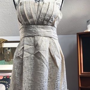 Max and Cleo Strapless Cream and Gold Mini